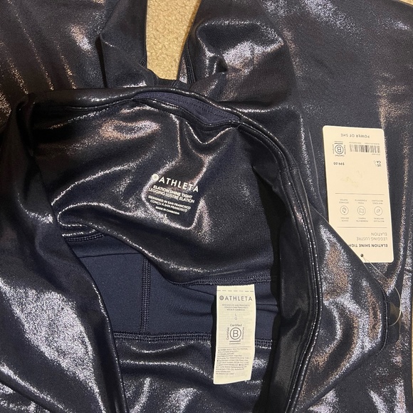 NWT, Athleta Elation Ultra High Rise Shine Legging, L, Navy Shine - Picture 5 of 9